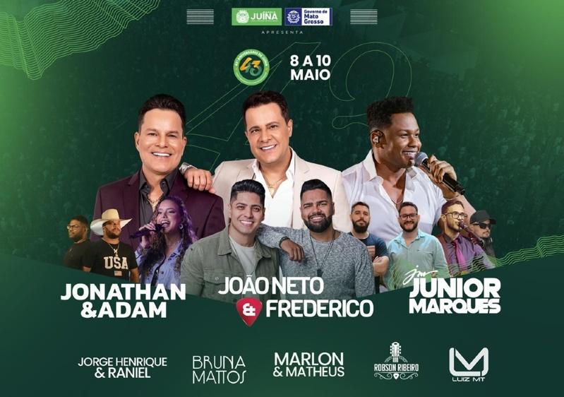 Juína celebra 43 anos com shows nacionais no Centro de Eventos