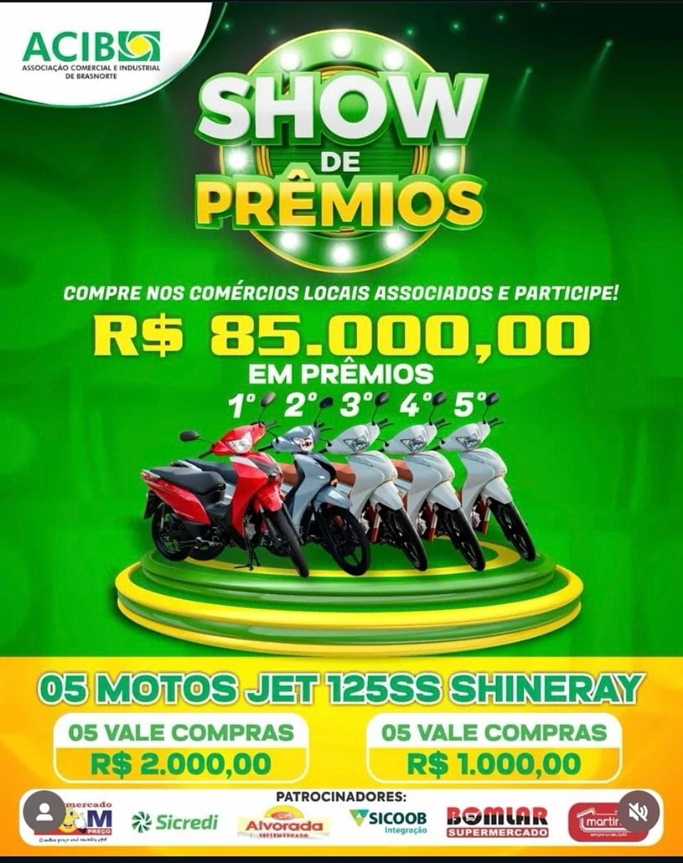 ACIB realiza neste sábado o maior sorteio da história da promoção Show de Prêmios em Brasnorte